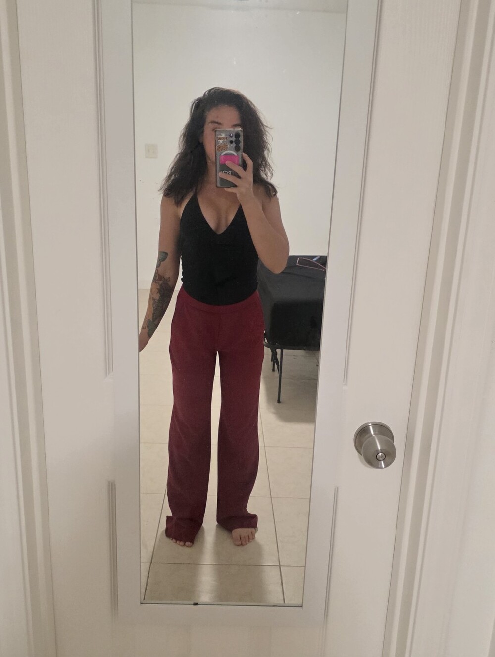 J & L Atelier Womens Maroon Dress Pants Stretch Pull On Trousers Business Casual